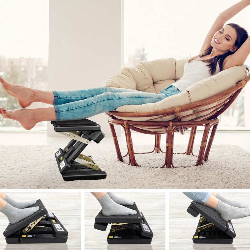 Arejonner Foldable Foot Rest, Computer Foot Rest Under Desk, 12Modes Adjustable Ergonomic for Office, Loading Capacity 80 pounds, Removable EVA Cushion, Black - Image 2
